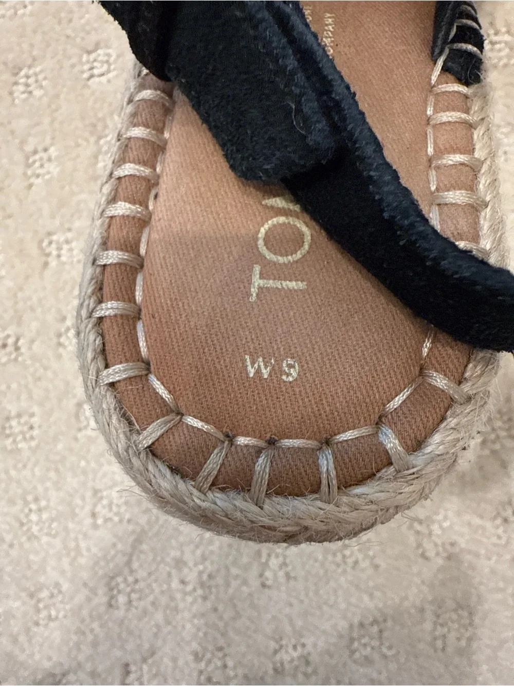 TOMS Black Suede Espadrille Wedge Sandals Slingback Platform Shoes Size 9